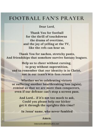 Football Fan's Prayer Poster for Football Lovers