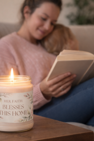 Her Faith Blesses This Home Candle